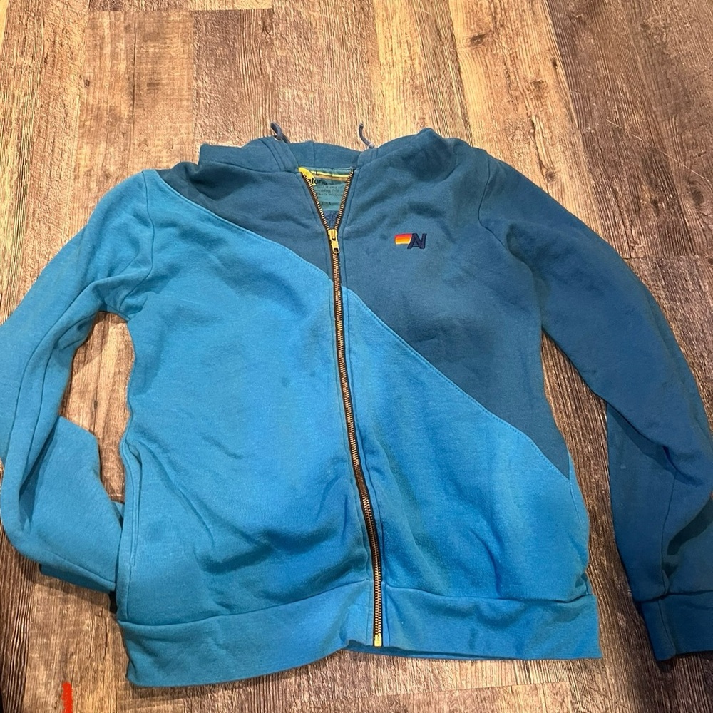 Aviator Nation Blue Zip-Up Hoodie size L